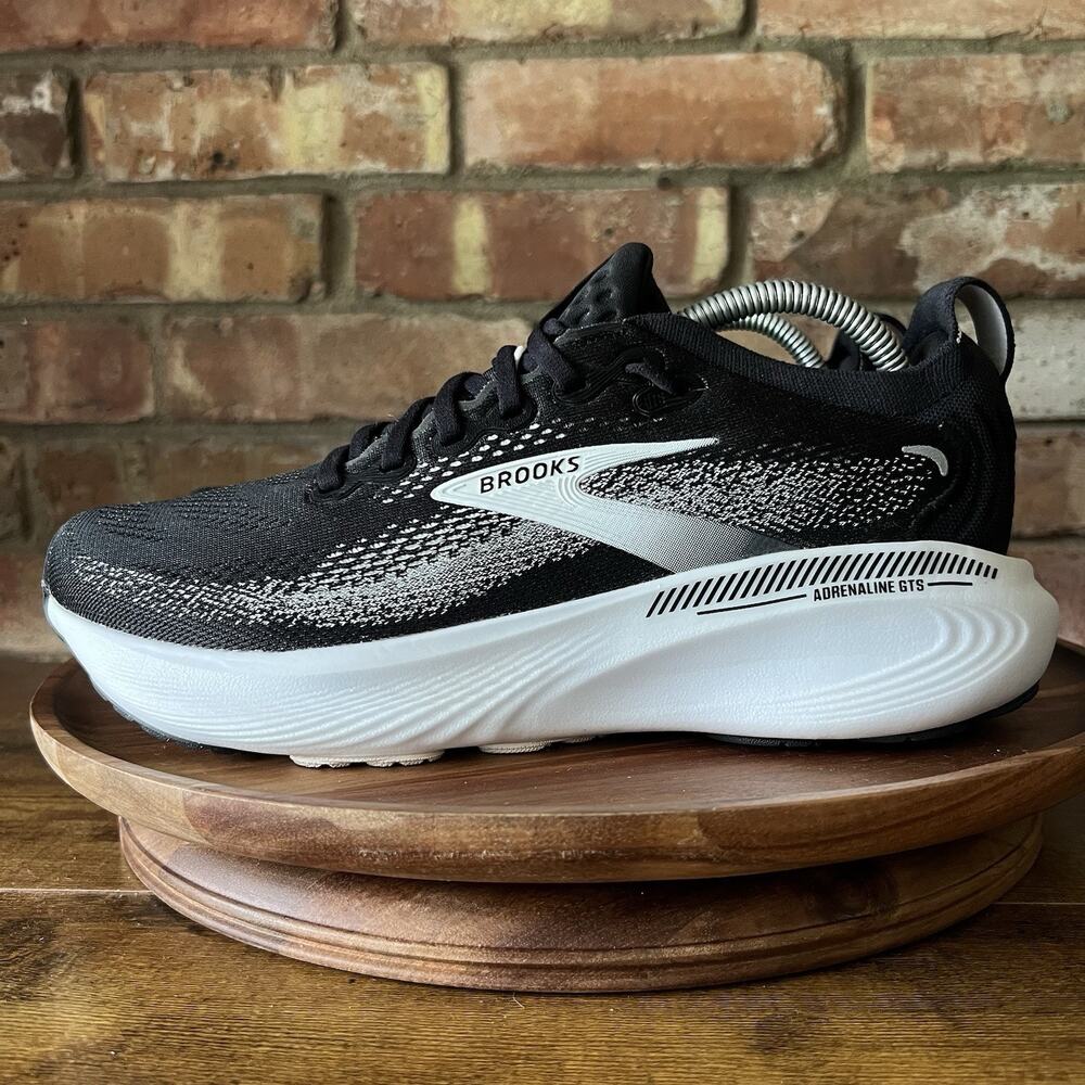 Brooks Adrenaline GTS 25 Supportive Mens 8 Black White Running Shoes Sneakers